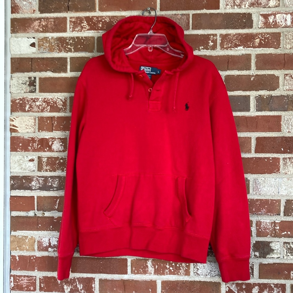Mens Ralph Lauren Hoodie- Red Size Large